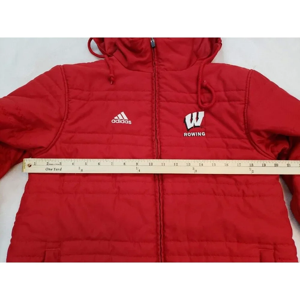 Adidas Women's XS Hooded Hiking Insulated Jacket Red Wisconsin Badger Nylon - Picture 3 of 12
